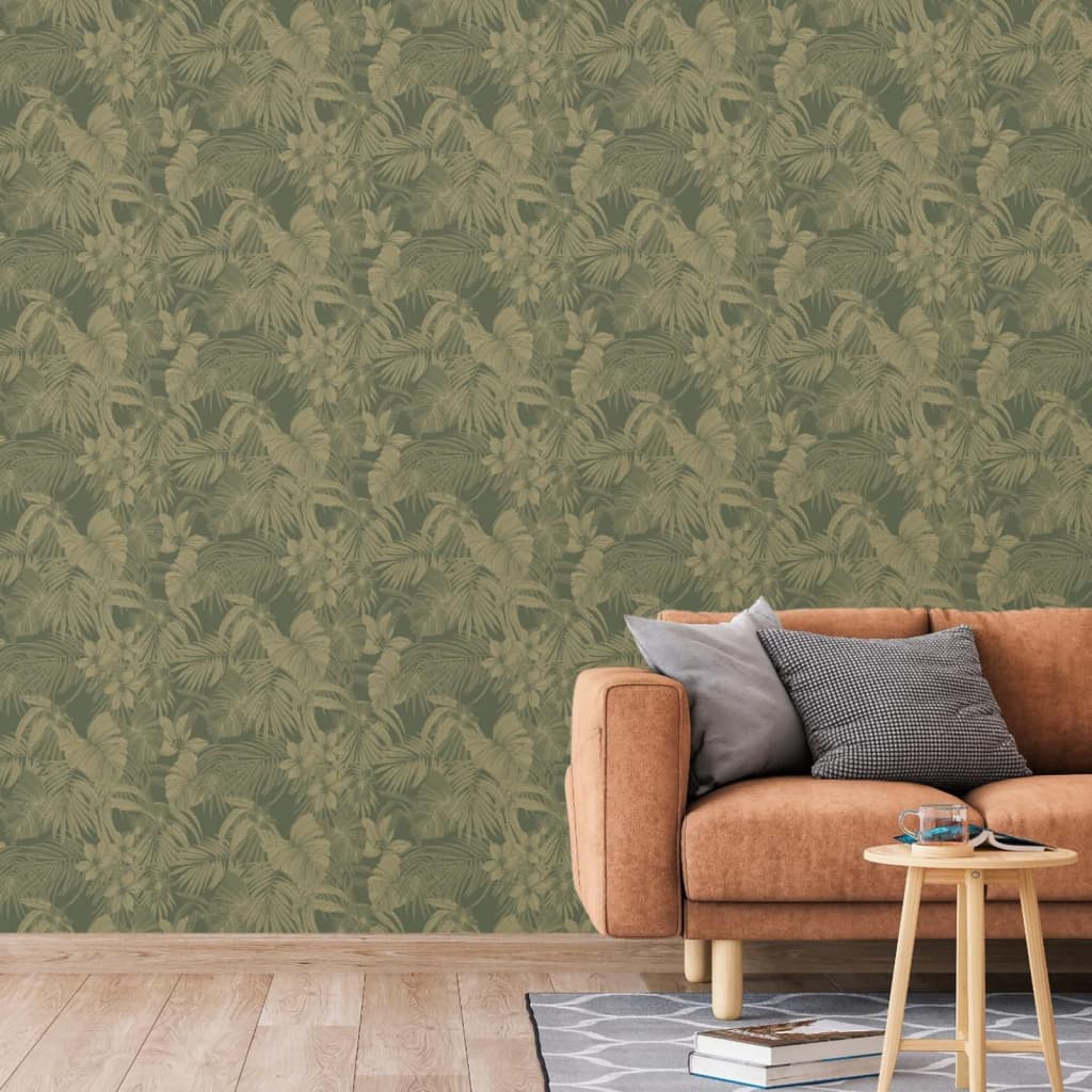 Dutch wallcoverings tapet joelle grøn og guldfarvet