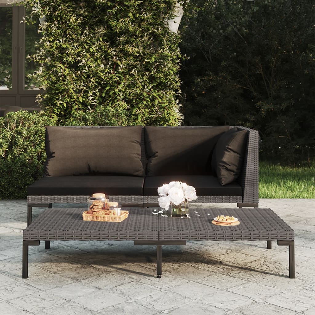 Havesofa med hynder halvrundt polyrattan