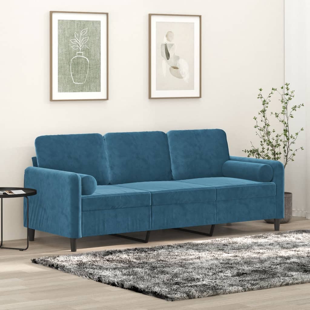 3-personers sofa med pyntepuder velour